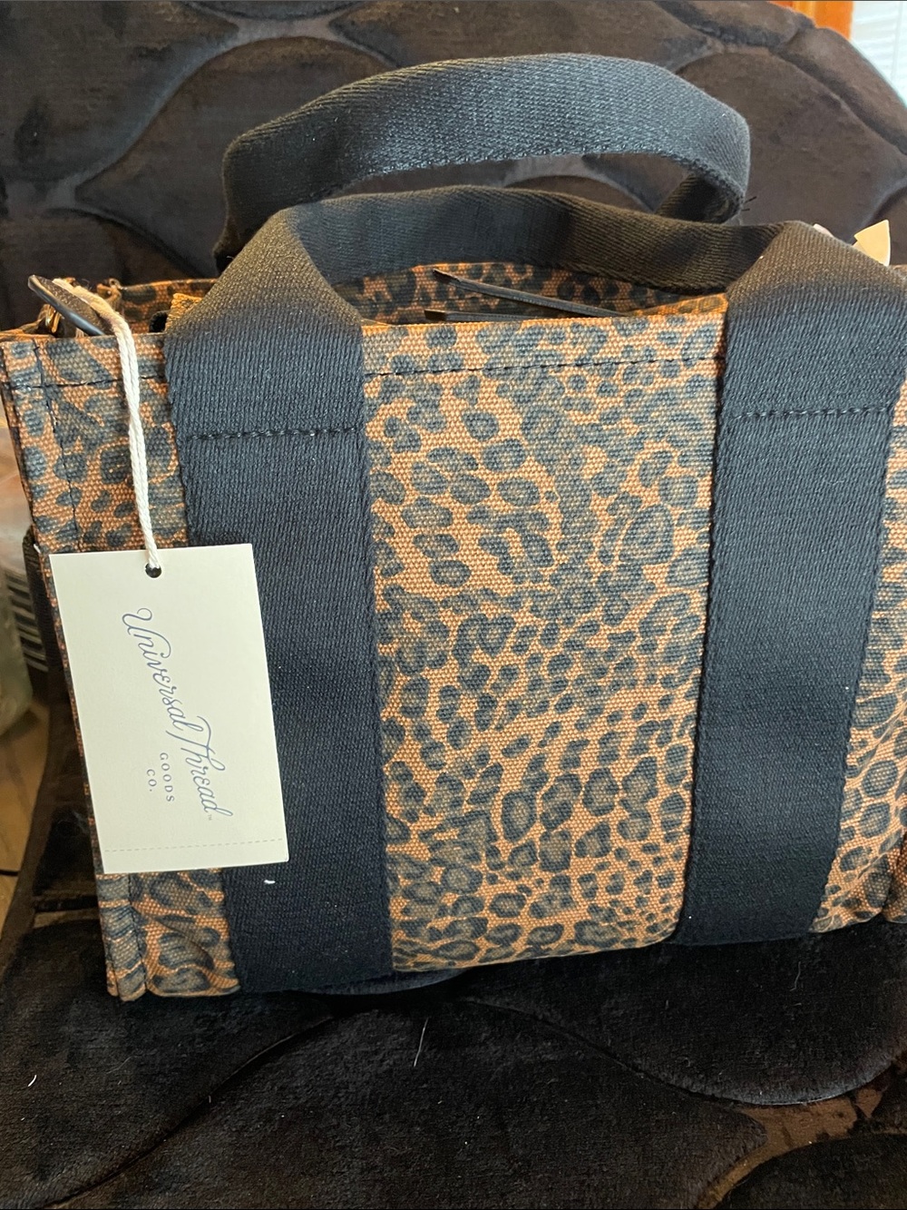 Universal Thread Leopard Print Satchel - Brown/Black